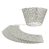 Silver Grey Filigree Vine Laser Cut Cupcake Wrappers / Cases - 20 pcs