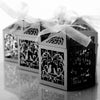 Black Love Bird Luxury Favour Boxes With Organza Ribbons - 20 pcs
