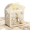 Ivory / Cream Love Bird Luxury Favour Boxes With Organza Ribbons - 20 pcs