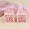 Rose Pink Love Bird Luxury Favour Boxes With Organza Ribbons - 20 pcs