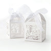 White Love Bird Luxury Favour Boxes With Organza Ribbons - 20 pcs