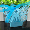 Turquoise / Aqua Butterfly Luxury Favour Boxes With Organza Ribbons - 20 pcs