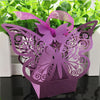 Purple Butterfly Luxury Favour Boxes With Organza Ribbons - 20 pcs