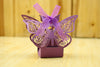 Purple Butterfly Luxury Favour Boxes With Organza Ribbons - 20 pcs