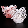 Rose Pink Butterfly Luxury Favour Boxes With Organza Ribbons - 20 pcs