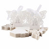 White Butterfly Luxury Favour Boxes With Organza Ribbons - 20 pcs