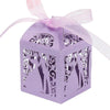 Lilac Bride & Groom Luxury Favour Boxes With Organza Ribbons - 20 pcs