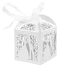 White Bride & Groom Luxury Favour Boxes With Organza Ribbons - 20 pcs