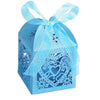 Turquoise / Aqua Love Heart Luxury Favour Boxes With Organza Ribbons - 20 pcs