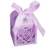 Lilac Love Heart Luxury Favour Boxes With Organza Ribbons - 20 pcs