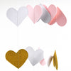3M Sparkling Heart Shape Paper String Garland Hanging Bunting - Pink White Gold (Vertical)