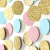 3M Sparkling Circle Disk Paper String Garland Hanging Bunting - Blue Pink Gold