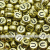 Vintage Gold Letter Alphabet Coin Beads (100 pcs)