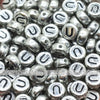 Vintage Silver Letter Alphabet Coin Beads (100 pcs)