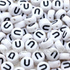 White Letter Alphabet Coin Beads (100 pcs)