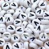 White Letter Alphabet Coin Beads (100 pcs)