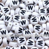 White Letter Alphabet Coin Beads (100 pcs)