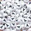 White Letter Alphabet Coin Beads (100 pcs)