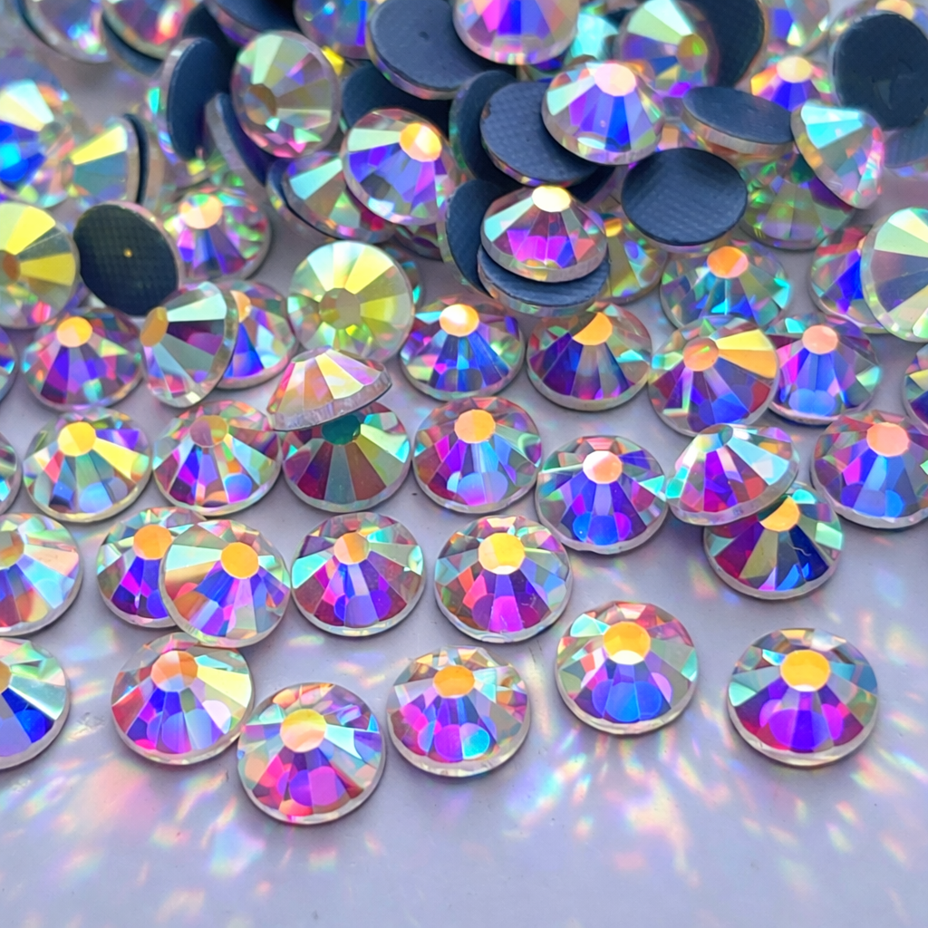 Crystal AB Hot Fix Crystal Iron On Rhinestones Gems