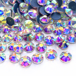 Multicolored rhinestones on a white background