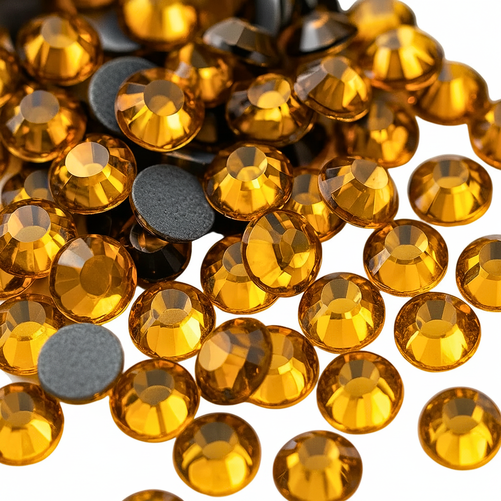 Yellow Gold Hot Fix Crystal Iron On Rhinestones Gems