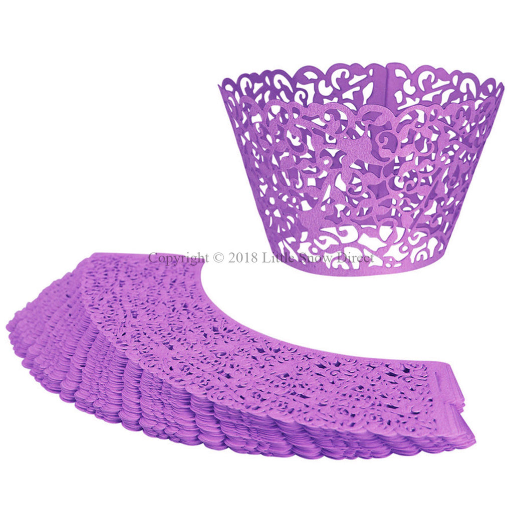 Purple Filigree Vine Laser Cut Cupcake Wrappers / Cases - 20 pcs