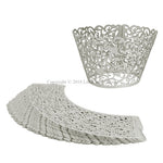 Silver Grey Filigree Vine Laser Cut Cupcake Wrappers / Cases - 20 pcs
