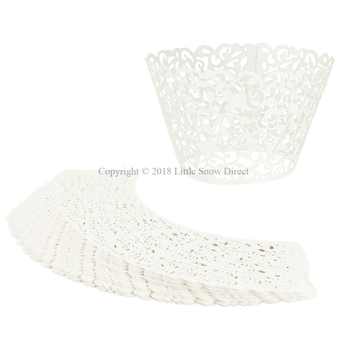 White Filigree Vine Laser Cut Cupcake Wrappers / Cases - 20 pcs