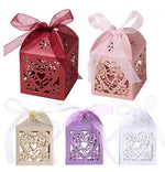 Red Love Heart Luxury Favour Boxes With Organza Ribbons - 20 pcs