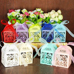 Turquoise / Aqua Love Bird Luxury Favour Boxes With Organza Ribbons - 20 pcs