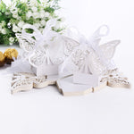 Purple Butterfly Luxury Favour Boxes With Organza Ribbons - 20 pcs