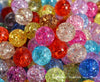 Fuchsia Round Glass Crackle Loose Beads - 100 pcs