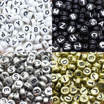 Black Letter Alphabet Coin Beads (100 pcs)