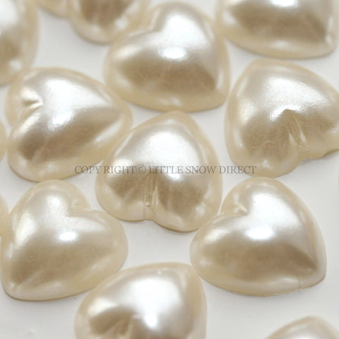 Ivory Pearl Heart Shaped Flat Back Rhinestone Gems