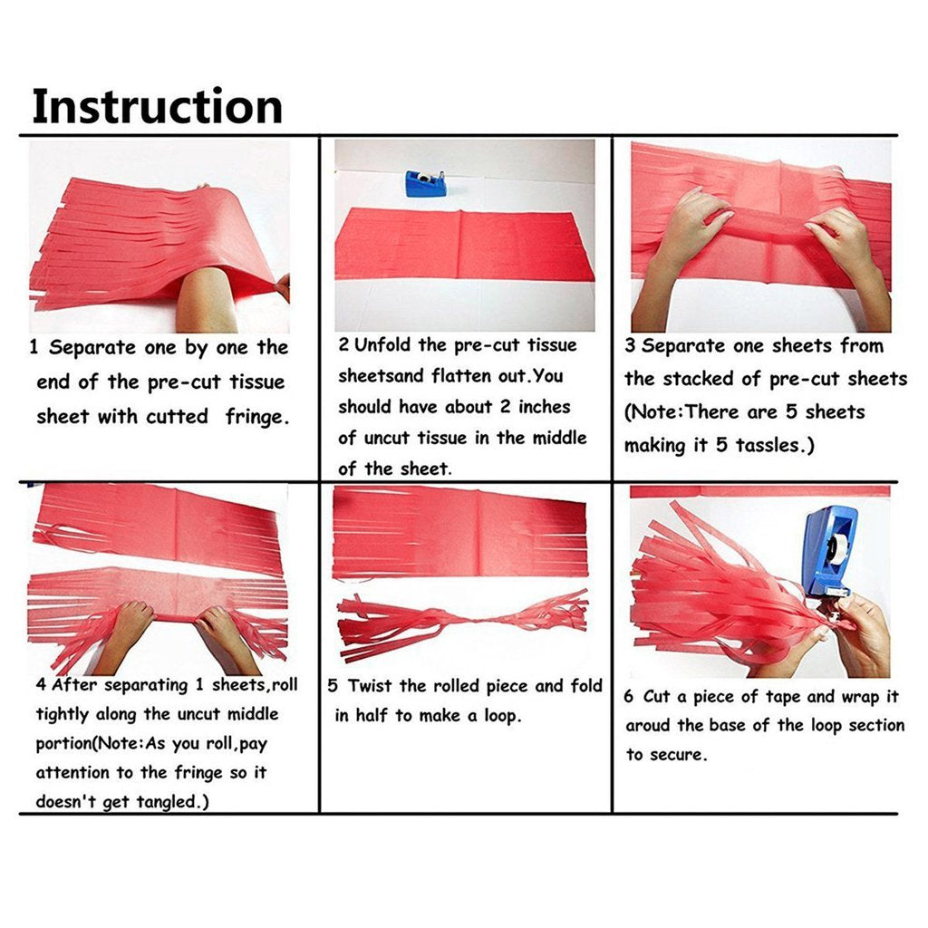 5pcs Tassels Garland Tissue Paper Bunting - White