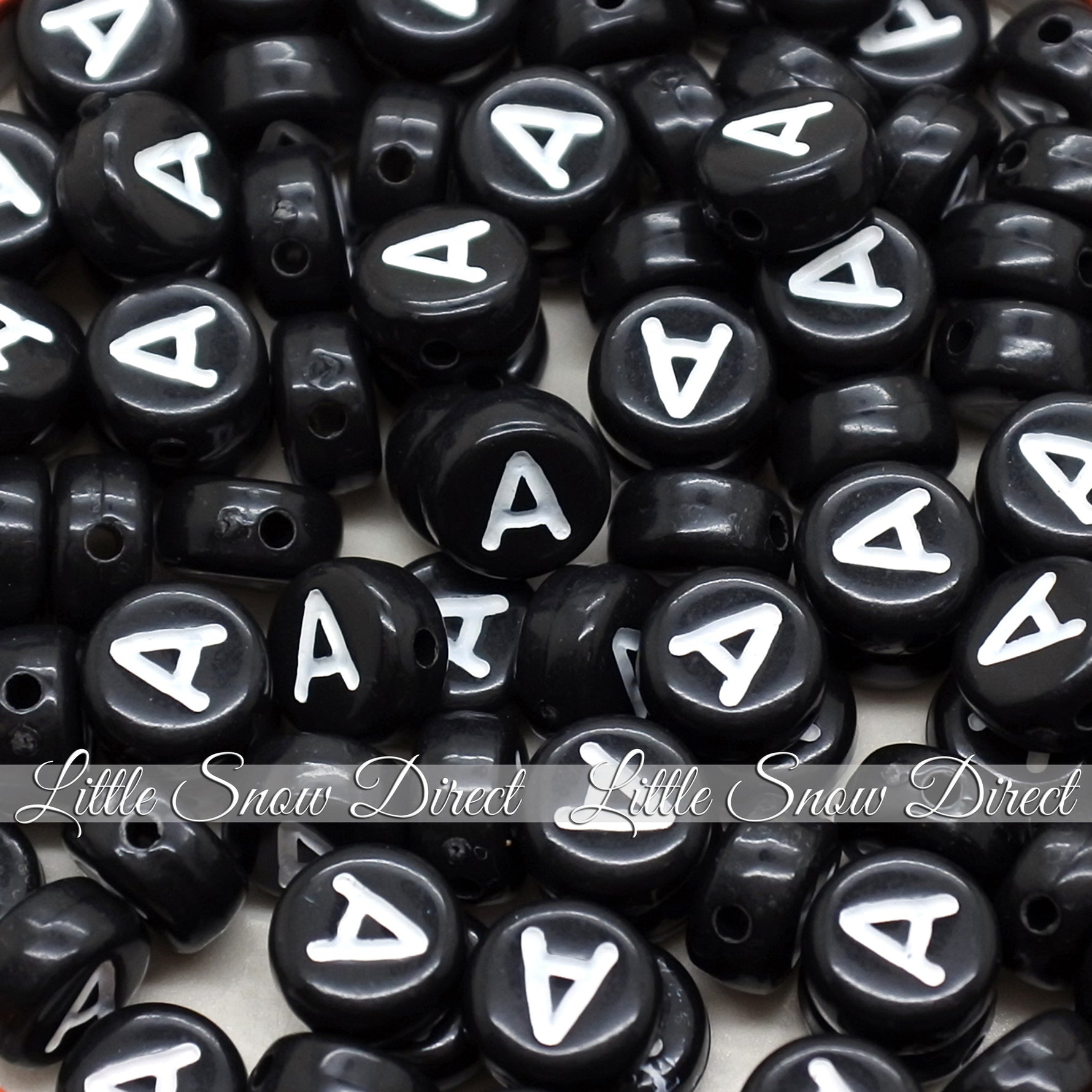 Black Letter Alphabet Coin Beads (100 pcs)