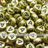 Vintage Gold Letter Alphabet Coin Beads (100 pcs)