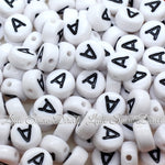White Letter Alphabet Coin Beads (100 pcs)