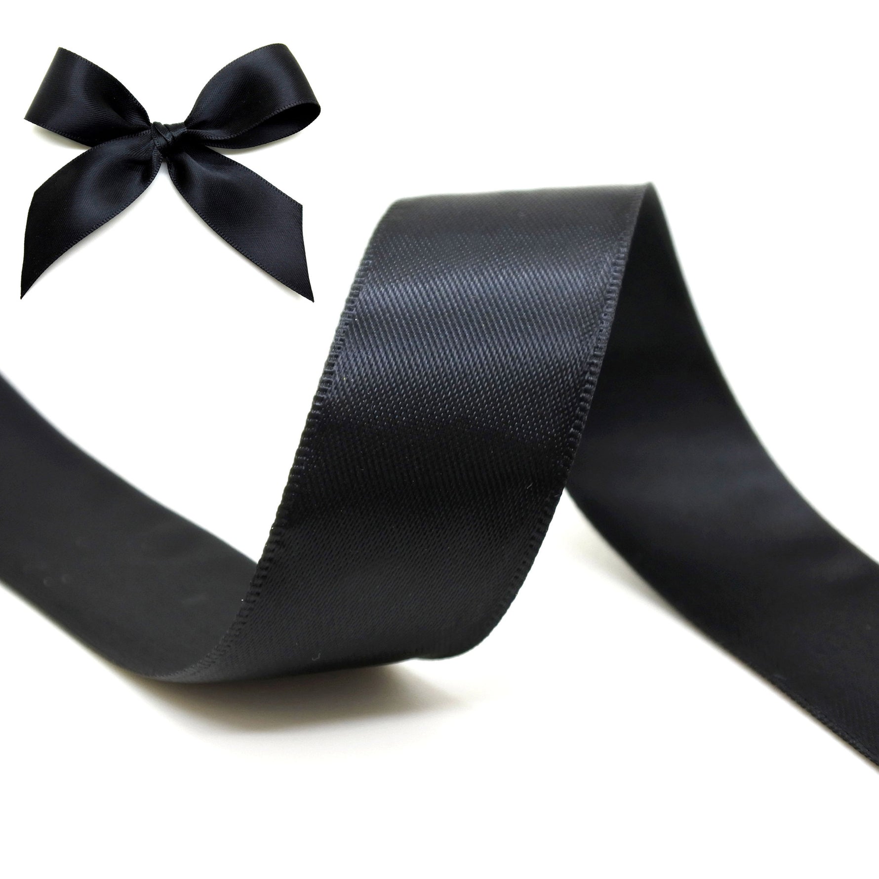 Black Double Sided Satin Ribbon