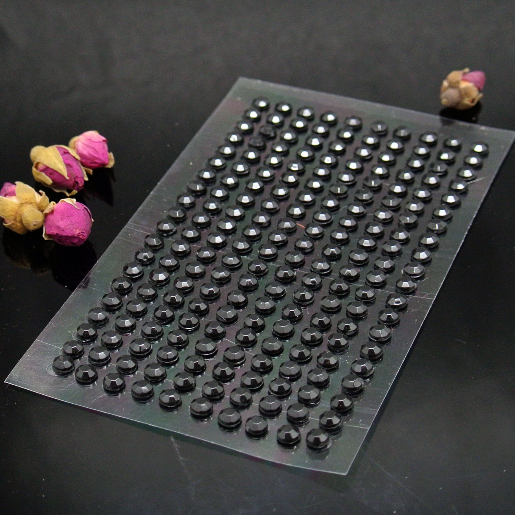 Black Self-Adhesive Stick On Rhinestone Gems (200pcs)