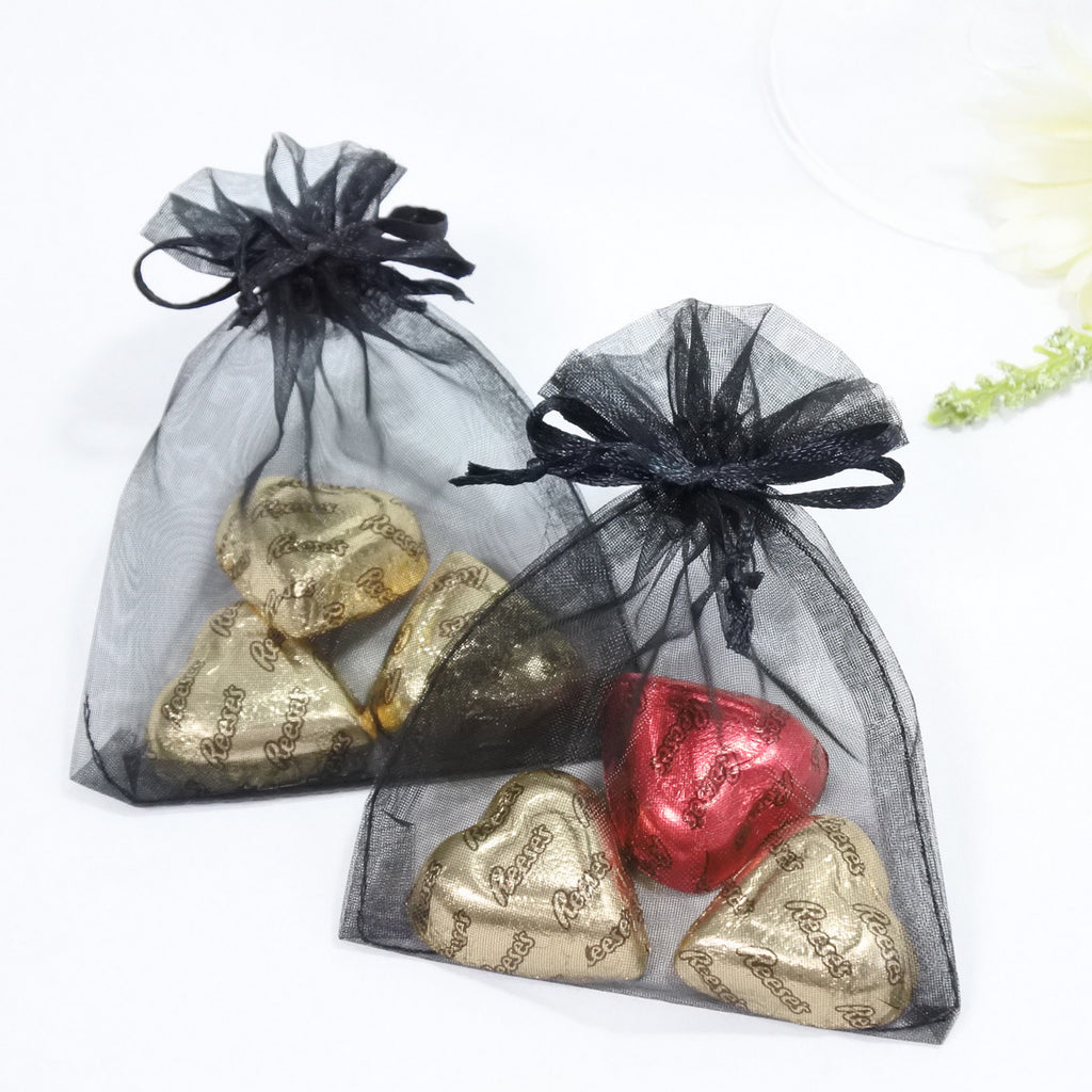 Black Organza Favour Bags - Pack of 10