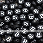Black Letter Alphabet Coin Beads (100 pcs)