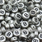 Vintage Silver Letter Alphabet Coin Beads (100 pcs)