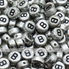 Vintage Silver Letter Alphabet Coin Beads (100 pcs)