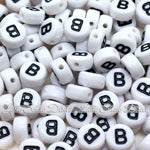 White Letter Alphabet Coin Beads (100 pcs)