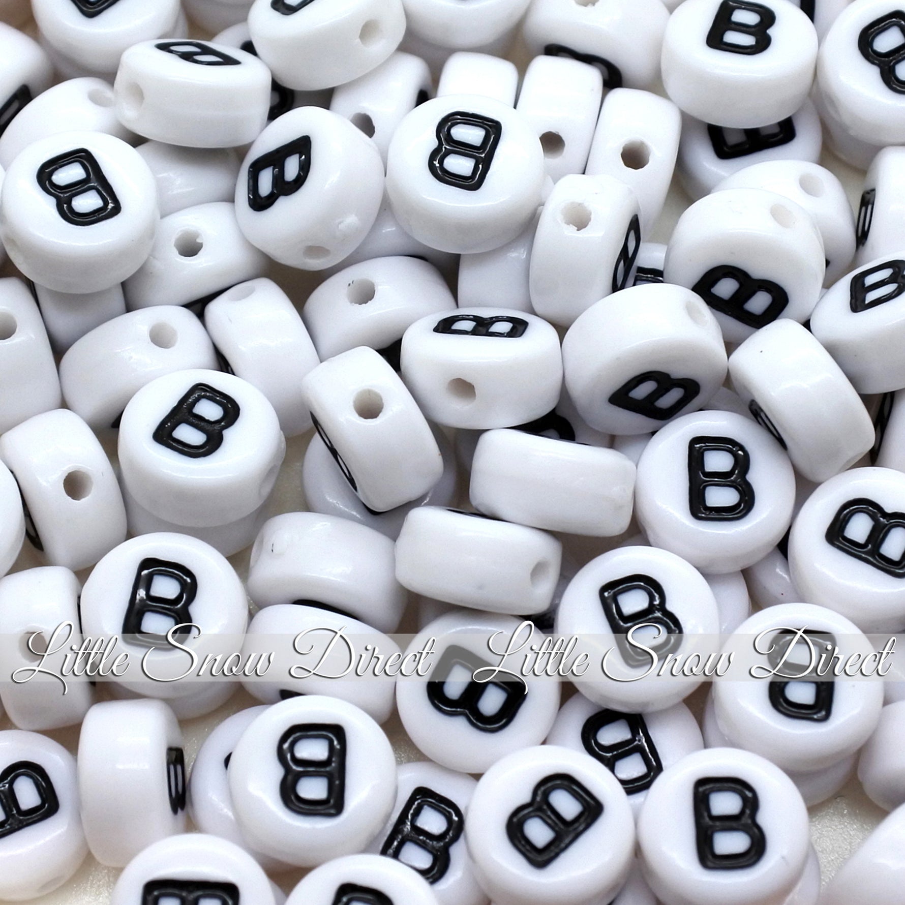 White Letter Alphabet Coin Beads (100 pcs)