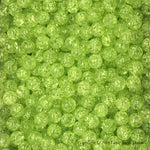 Apple Green Round Glass Crackle Loose Beads - 100 pcs