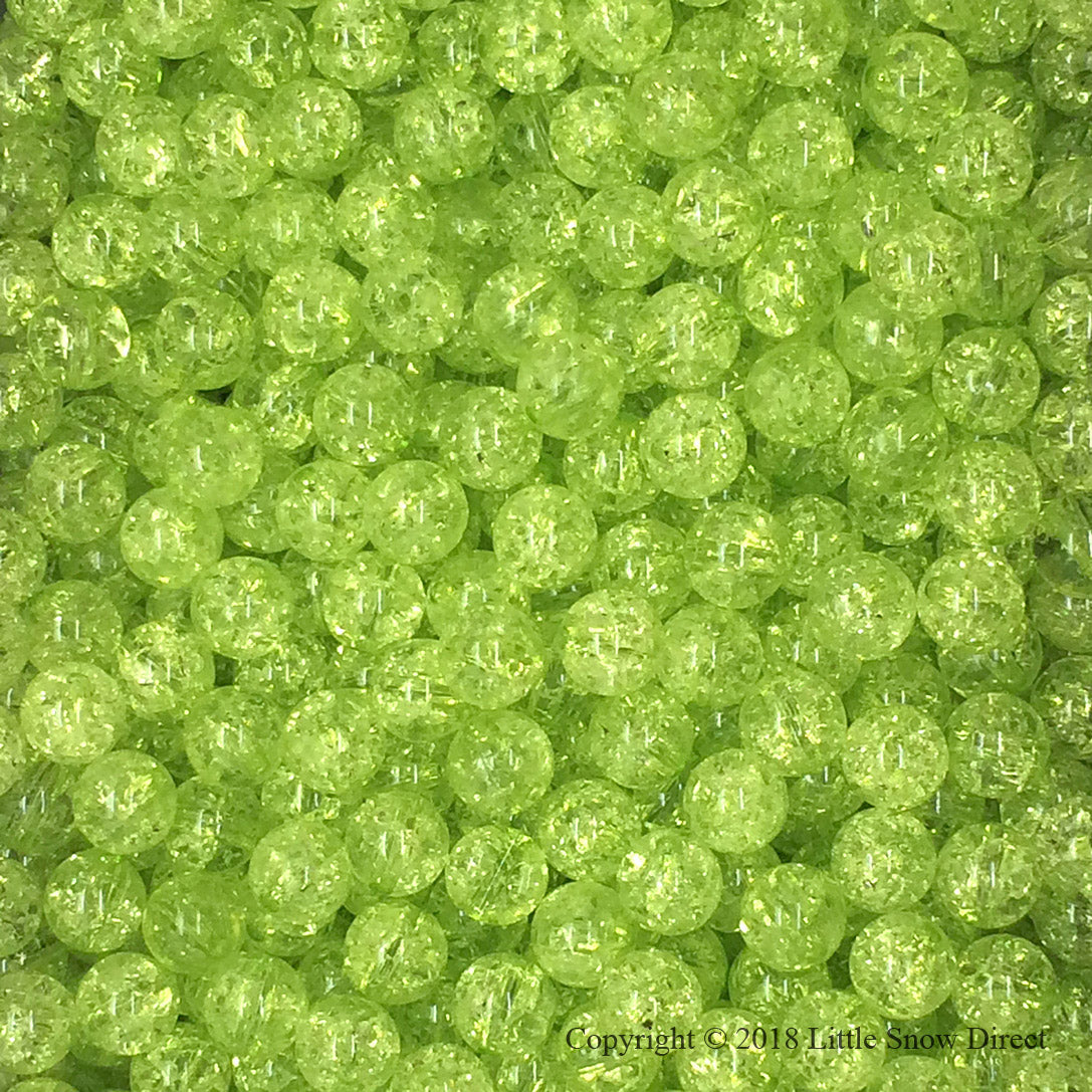 Apple Green Round Glass Crackle Loose Beads - 100 pcs