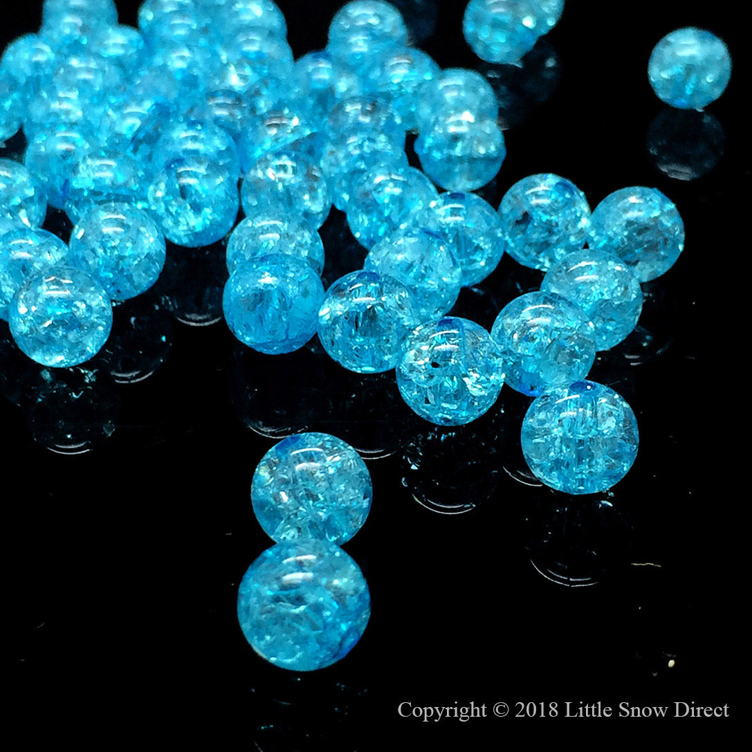 Turquoise Round Glass Crackle Loose Beads - 100 pcs