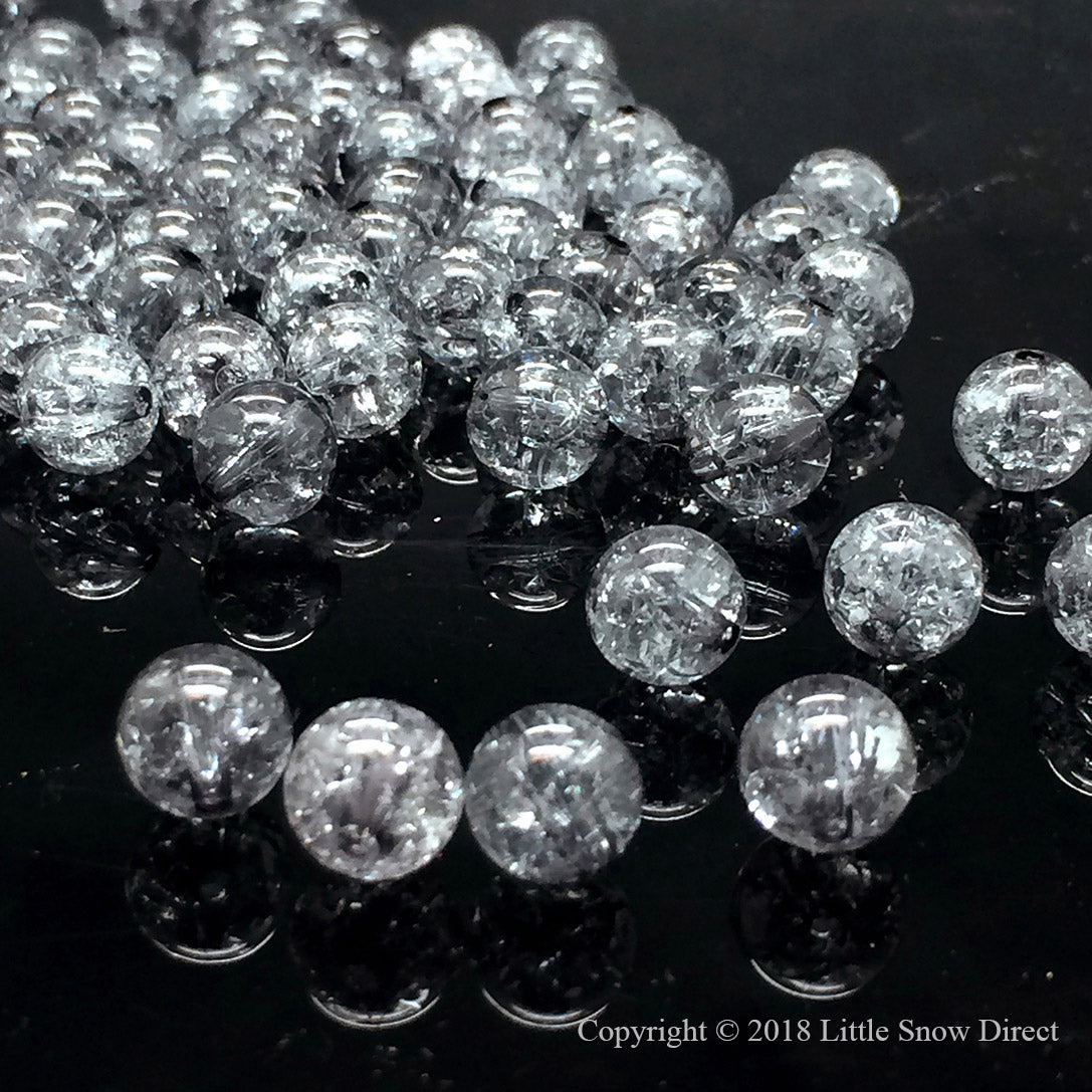 Black Round Glass Crackle Loose Beads - 100 pcs